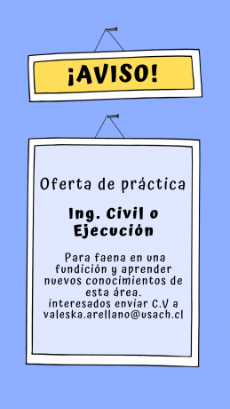 Se requiere alumno/a de la carrera de Ing. Civil en Metalurgia o Ejecución en Metalurgia para práctica urgente